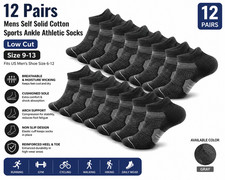 12 Pairs Mens Solid Cotton Sports Ankle Athletic Socks Low Cut Same Day Shipping