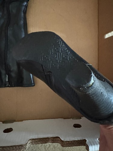 Tromley Womens Black Faux Leather Heeled Boots Side Zip Buckle Size 7.5 ***Read - Picture 4 of 10