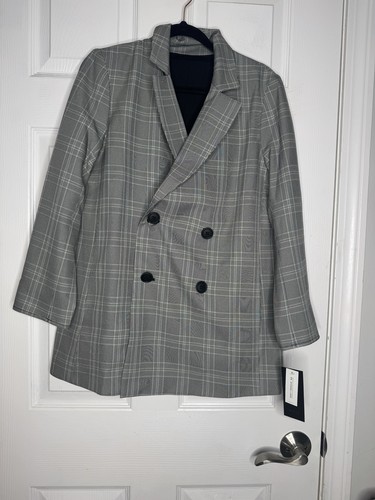 VETTA NWT The Reversible Oversized Blazer Black Plaid Size XS Academia - Picture 3 of 8