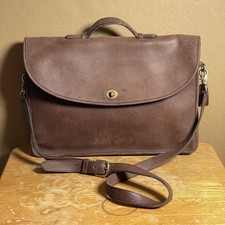 Vintage Coach Briefcase Bag Turnlock 2 Way Messenger Brown Leather USA Laptop