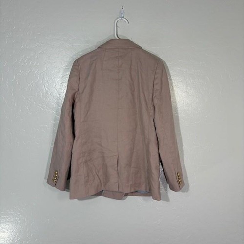 J Crew Blazer Womens 6 Pink Bristol Linen Double Breasted Gold Button Jacket - Picture 6 of 8