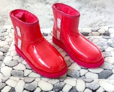 UGG Classic Clear Mini Waterproof Ankle Boots Wellies Red Women’s UK 6