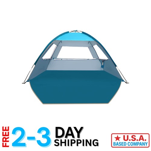 Spacious Beach Tent Sun Shade for 3-10 with UV Protection, Easy Carry Design