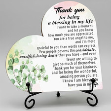 Thank You Gifts for Women, Being a Blessing in My Life Wood Heart Plaque with St