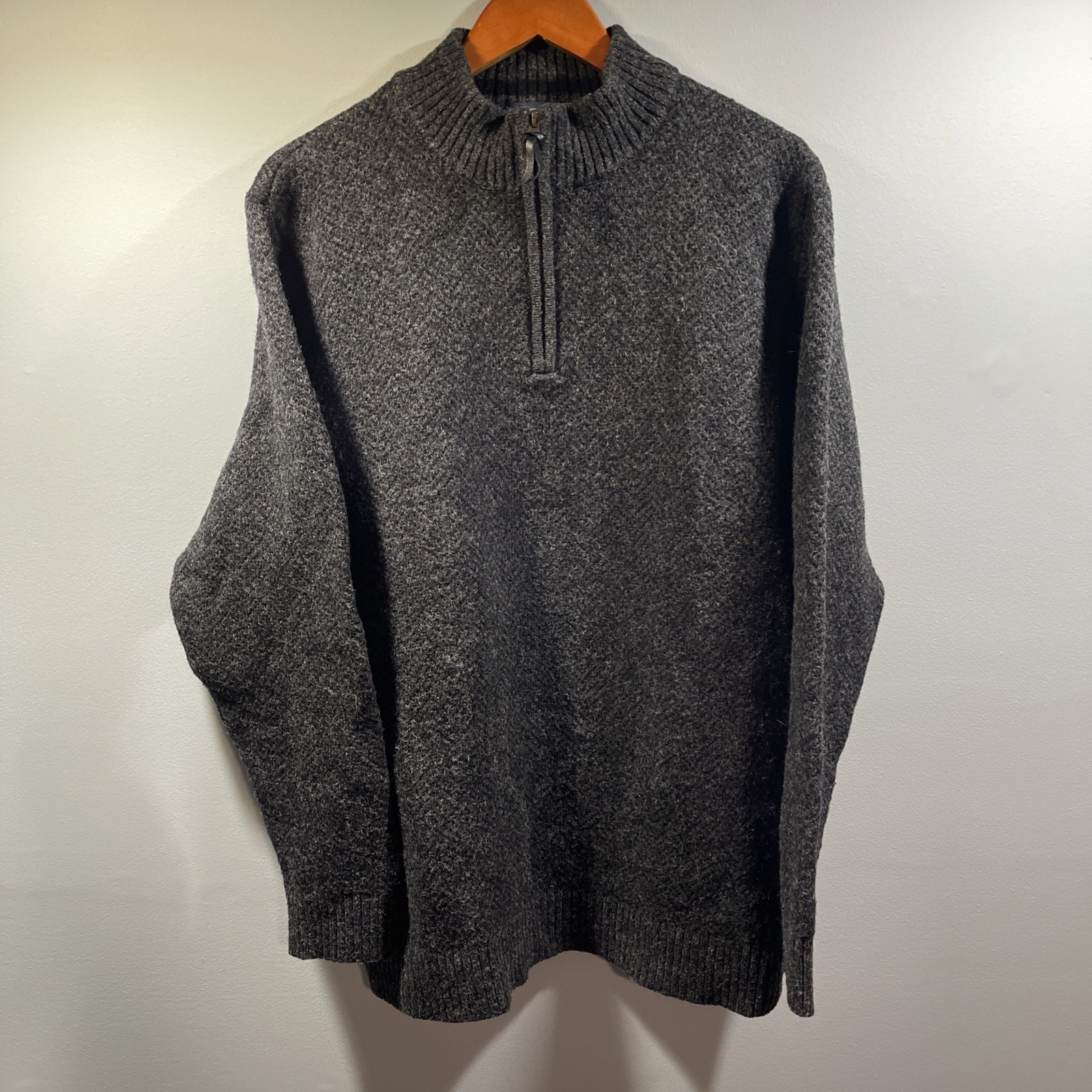 Pendleton Mens XL 1/4 Zip Sweater Washable Wool Shetland Knit Pullover Preppy
