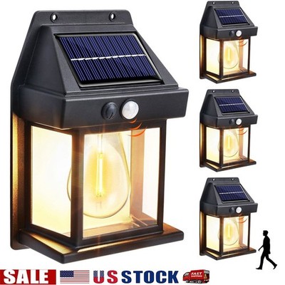Outdoor Solar Wall Light Garden Yard Dusk to Dawn PIR Motion Sensor Lamp 3 Modes