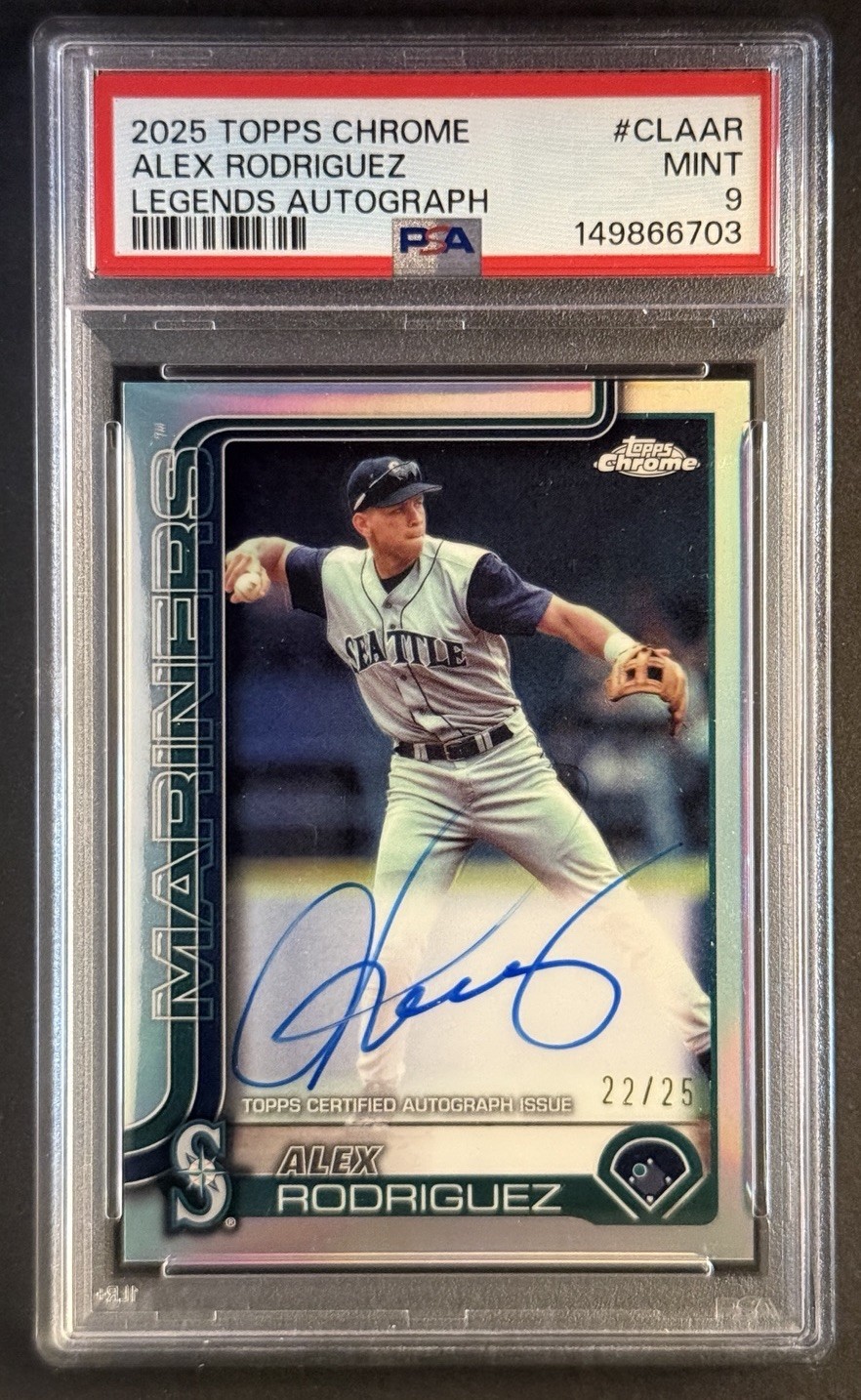Alex Rodriguez 2025 Topps Chrome #CLA-AR Legends Auto /25 PSA 9 MINT Mariners