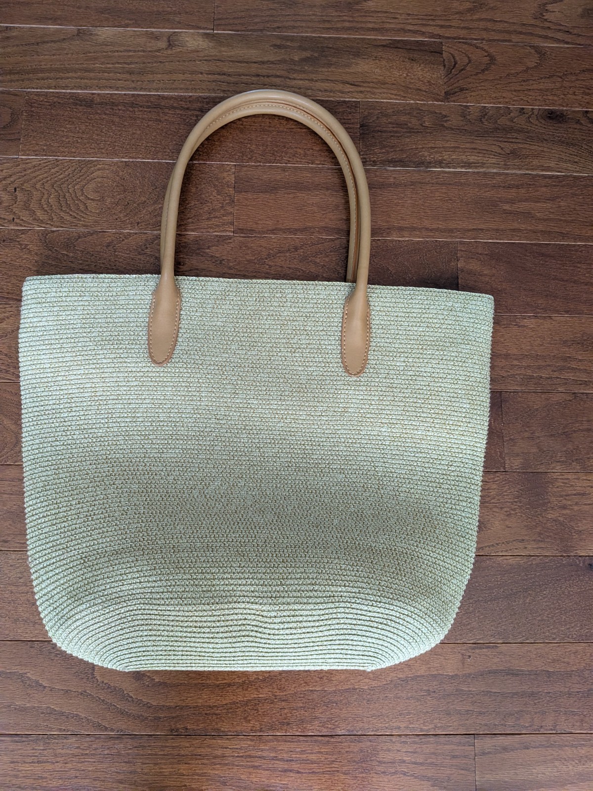 $95 Retail Large Brown TALBOTS Straw Woven Tote Shopper, 19 x 12.5 x 5 inches