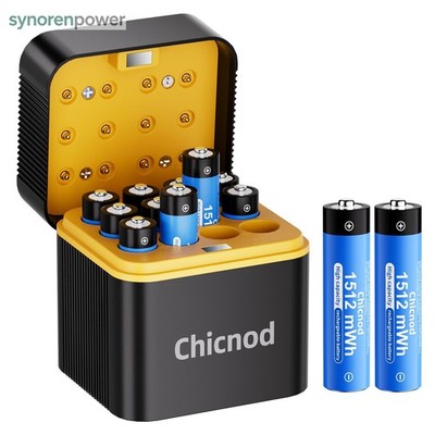 CHICNOD 12x USB-C 1.5V Batteries Batteries Charger AAA Lithium Pack Rechargeable
