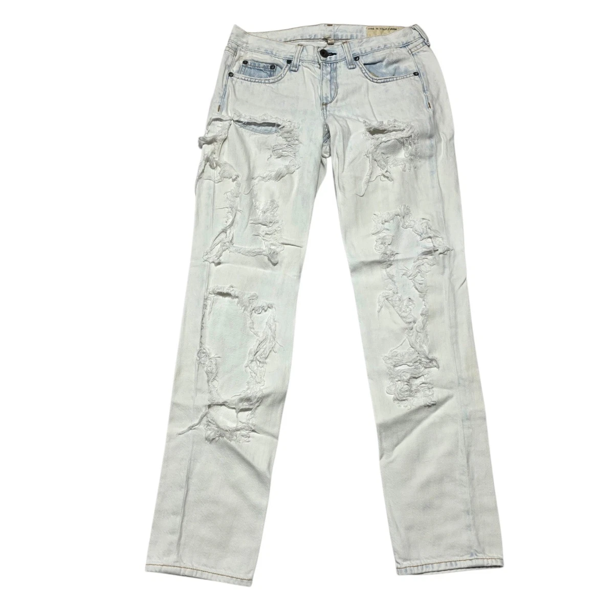 Jeans Skinny Rag & Bone Blanc Avec Détails Roses - Taille 27 - Stretch Confortable Pour Femme
