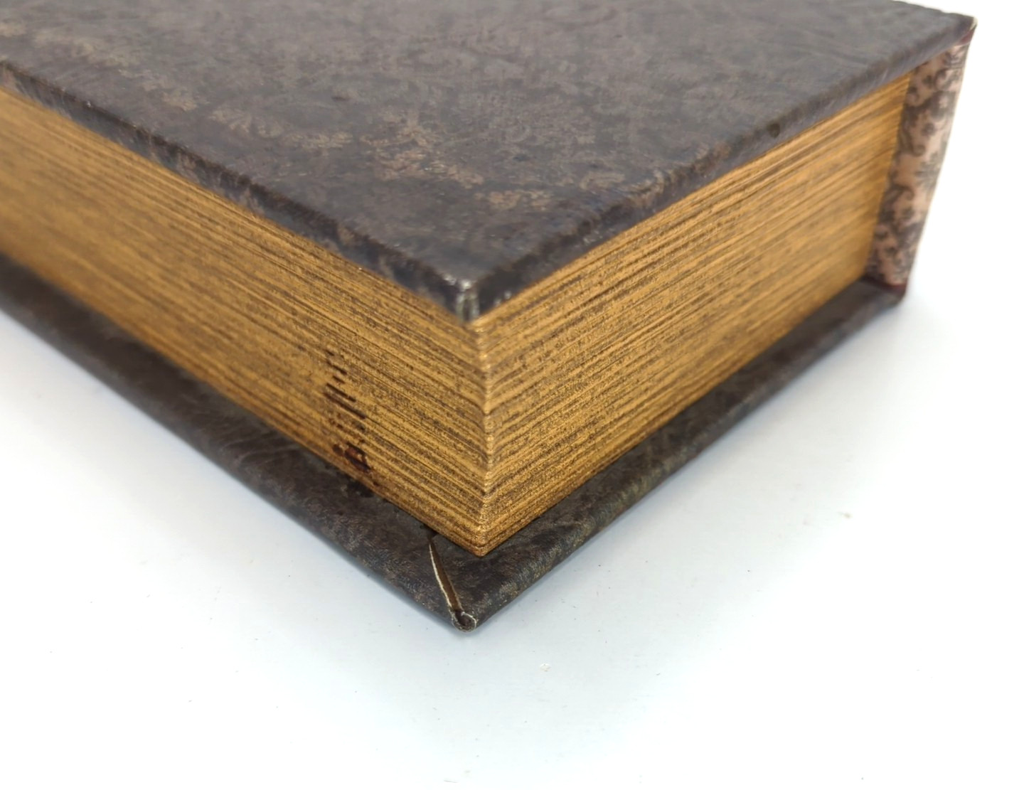 Faux Book Storage Box Secret Leather Filigree Pattern Magnetic Close Lined Used