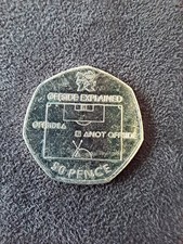 Football offside rule explained 50p coin. circulated 2011. London 2012 Olympics.
