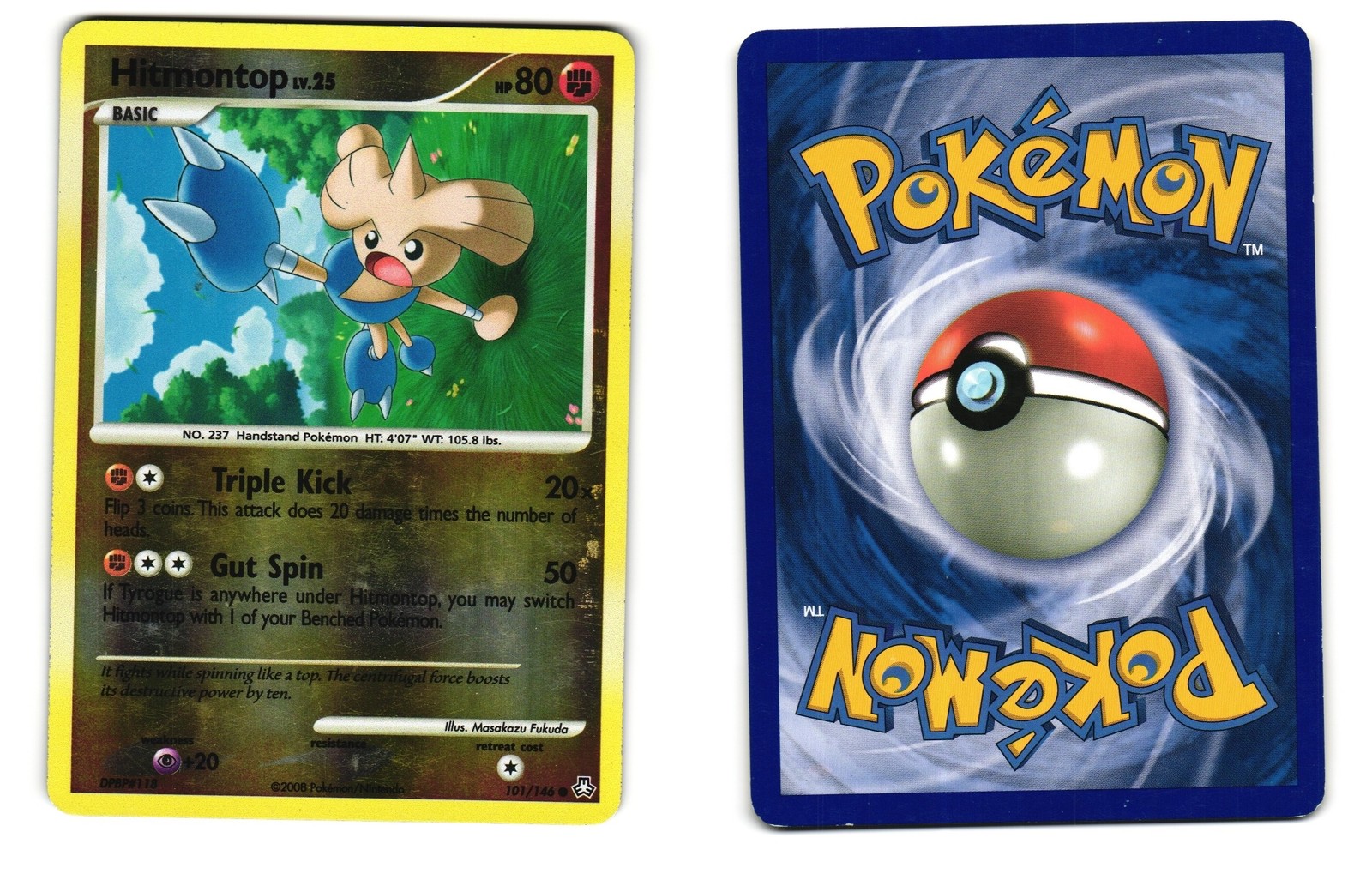 HITMONTOP 101/146 COMMON LEGENDS AWAKENED POKEMON REVERSE HOLO LP 2008
