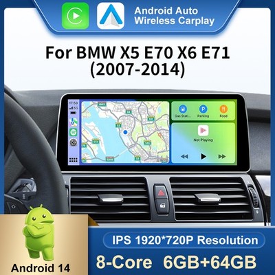 12.3'' Android 14 Autoradio Apple CarPlay 64GB GPS Navi Für BMW X5 E70 X6 E71 CCC