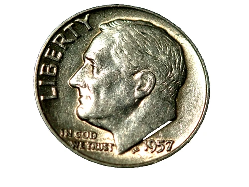 SILVER ROOSEVELT DIME: 1957-P IN ABOUT UNCIRCULATED CONDITION!