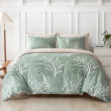 Lekesky Green Duvet Cover Queen Size, Reversible Floral Queen Comforter Cover...