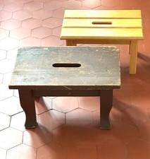 2 x Old Wooden Footstool Footstool with Carry Opening (B59)