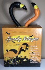 Bloem SPOOKY MINGOS Halloween Blow Mold Yard Decor BLACK & ORANGE FLAMINGOS