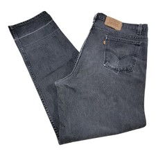 Vintage Levi s Black 550 Relaxed Fit Tapered Leg Jeans 42x34 Orange Tab
