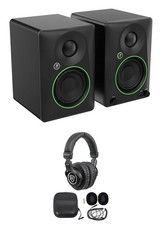 Pair Mackie CR3.5 3.5" Powered Studio Monitors w/ Tone Control Headphones
