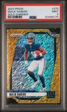 2024 Panini Prizm Malik Nabers GOLD SHIMMER /10 #370 PSA 9 ROOKIE GIANTS