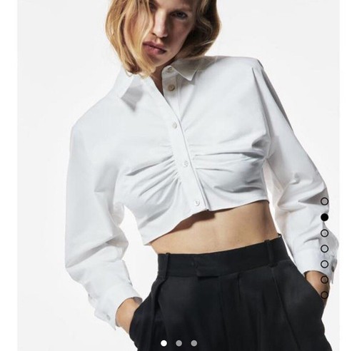 ZARA Pleated Cropped White Shirt, Size Small | eBay