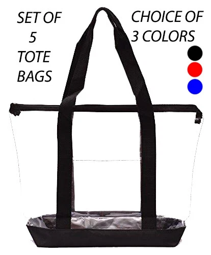 Large clear tote sales bag with zipper closure