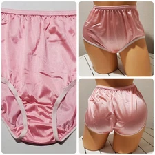 Teri Lingerie Double Nylon Gusset Granny Panty Sz 7/L Powder PINK 331