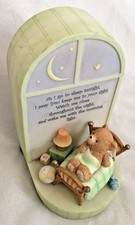 Green Ceramic 5 1/2" Bear Figurine Night Light with Poem