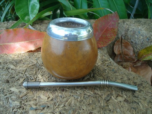 Set Mate Calabaza, Straw ,Bombilla, Color Silver, Gourds 3X31/2", Mate Uruguayo - Picture 4 of 10