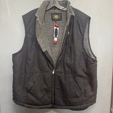 Men s Lee Black Workwear Sherpa Lined Canvas Vest Sz XL