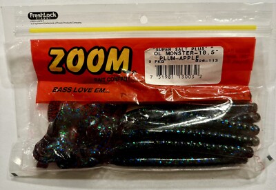 Zoom Bait Co. Super Salt Plus Ol Monster  10.5  Worm 026-113 Plum Apple 9 Pack
