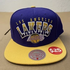 Los Angeles Lakers Hat Cap Adult One Size Purple LA Adjustable Mitchell & Ness