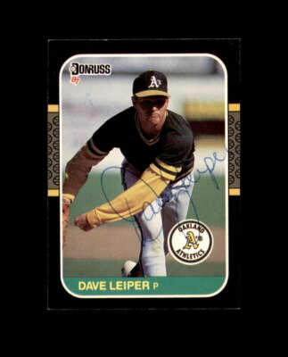 Dave Leiper Hand Signed 1987 Donruss Oakland Athletics Autograph