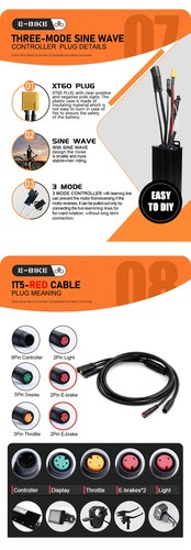 Ebike Sinewave 3 Mode 17A26A30A40A Controller +Color M5 Display 350W-2000W Motor - Picture 23 of 41