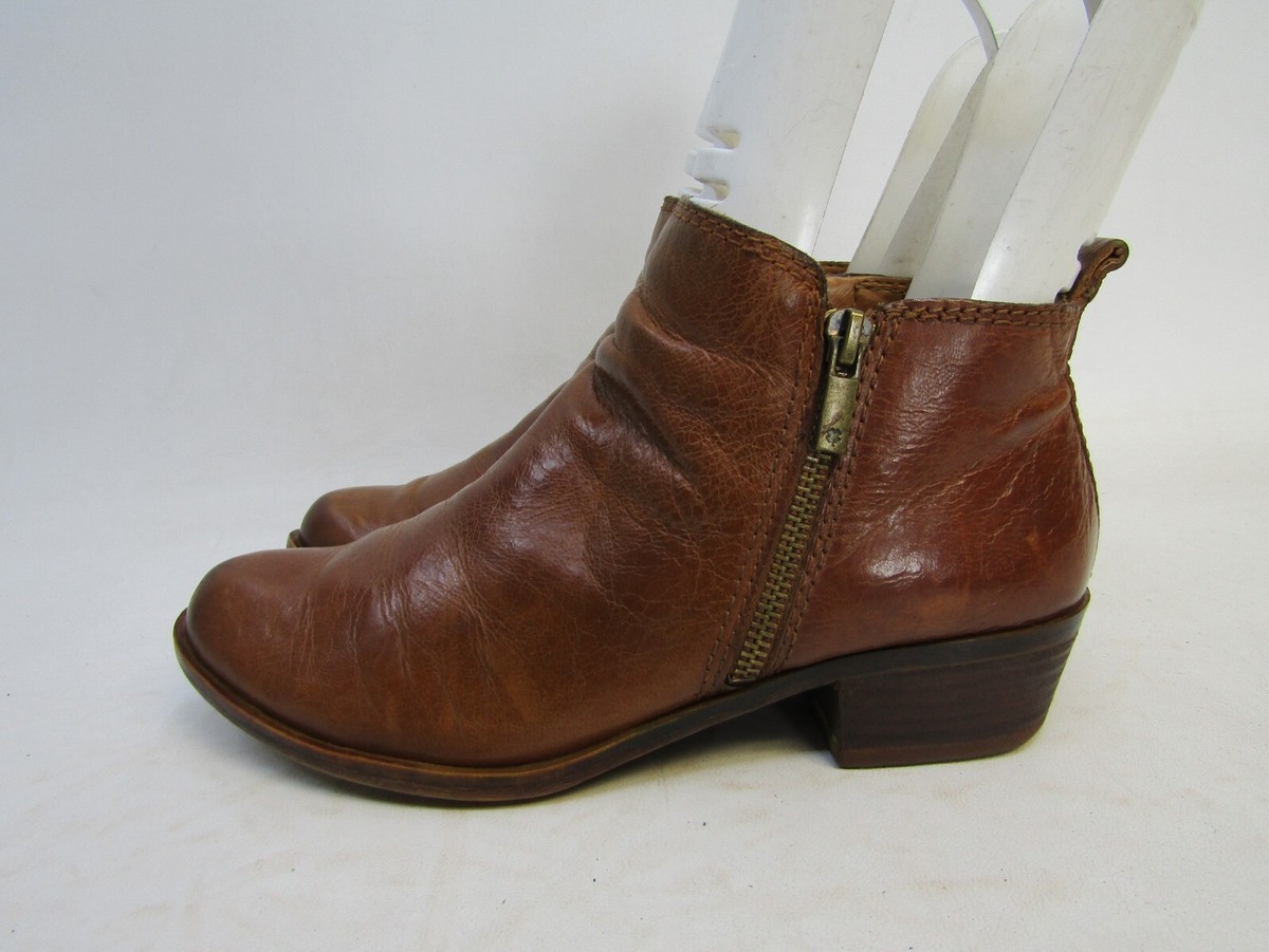Lucky Brand Womens Size M Brown Leather Zip Ankle Fashion Boots Bootie