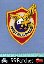 WEST ALLIS WISCONSIN Police Shoulder Patch WINGED SHAPE FLYING EAGLE 1B