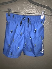 HURLEY Boys Blue Board Shorts w/ Toucans and Pineapples Size 5 NWT