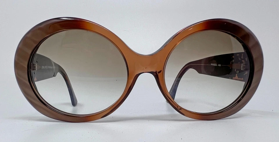 Óculos de sol vintage Jean Lafont marrom guarda-sol filigrana floral braço de strass - Imagem 4 de 4