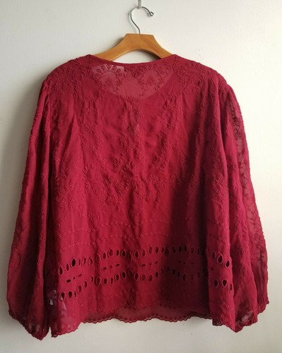 J. CREW Damentop gemischt Stickerei drapiert, hell rubinfarben, Poly, Größe XL, neu mit Etikett - Bild 12 von 12