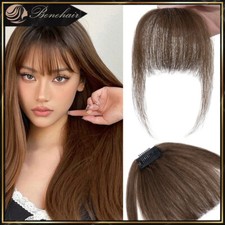 100% Real Thick Thin Fringe Bangs Clip In Remy Human Hair Extensions Front Piece