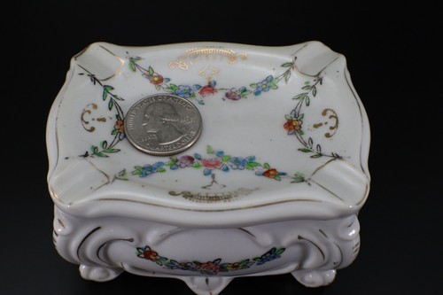 T&T Cigarette Box with Ashtray Lid Trinket Box Porcelain Floral Vintage - Picture 4 of 14