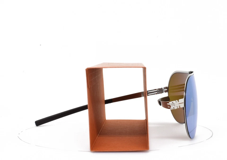 iC! Berlin Gafas de sol Panorama ESCUDO CROMADO PLATA ESPEJO MARRÓN LENTE 138-0-145 Foto 4 de 4