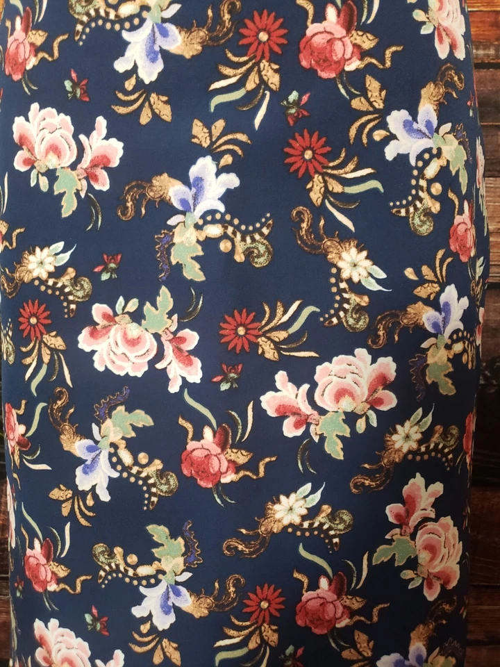 Falda Philosophy Talla 2 Mujer Azul Marino Floral Recta Lápiz Cremallera Elástica Foto 2 de 4