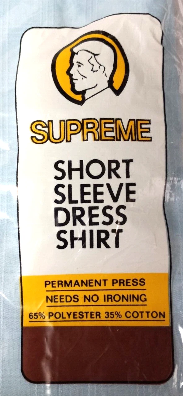 Camicia elegante blu vintage Supreme manica corta con bottoni taglia 15 TG&Y NOS