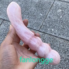 7in Natural Rose Quartz Crystal Massage Penis Wand Gemstone Yoni