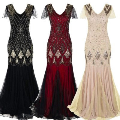 1920s Vintage Women Bodycon Long Dress Formal Flapper Sequin Bridesmaid Gown | eBay 1920s Vintage Women Bodycon Long Dress Formal Flapper Sequin Bridesmaid Gown | eBay