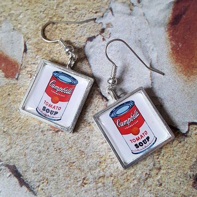 Einzigartige CAMPBELL'S TOMATENSUPPE OHRRINGE Pop Art VINTAGE Retro ANDY WARHOL