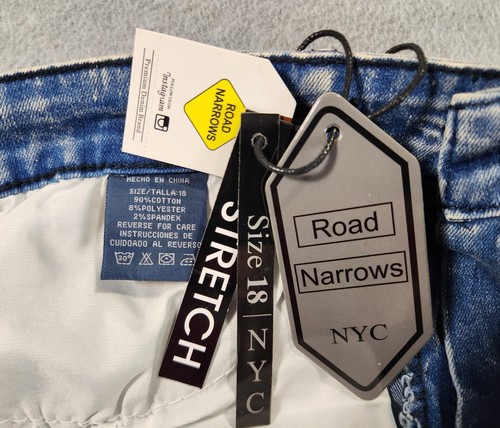 NWT Road Narrows NYC Jeans Youth Size 18 Blue Static 31x29.5 Stretch Pocket - Picture 15 of 17