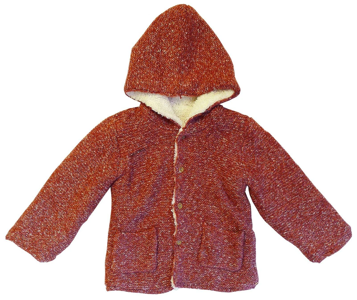 Girls Baby Toddler Sherpa Fleece Lined Hooded Knit Cardigan